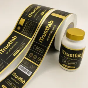 Waterproof Matte Gold Foil Nutrition Supplement Bottle Packaging Labels