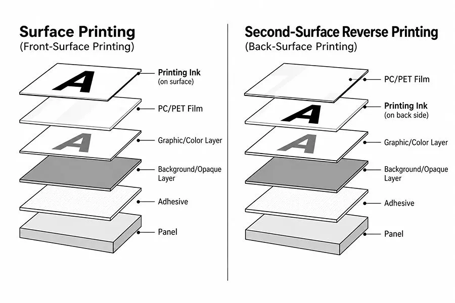 Layer Structures of Surface and Second-Surface Printing